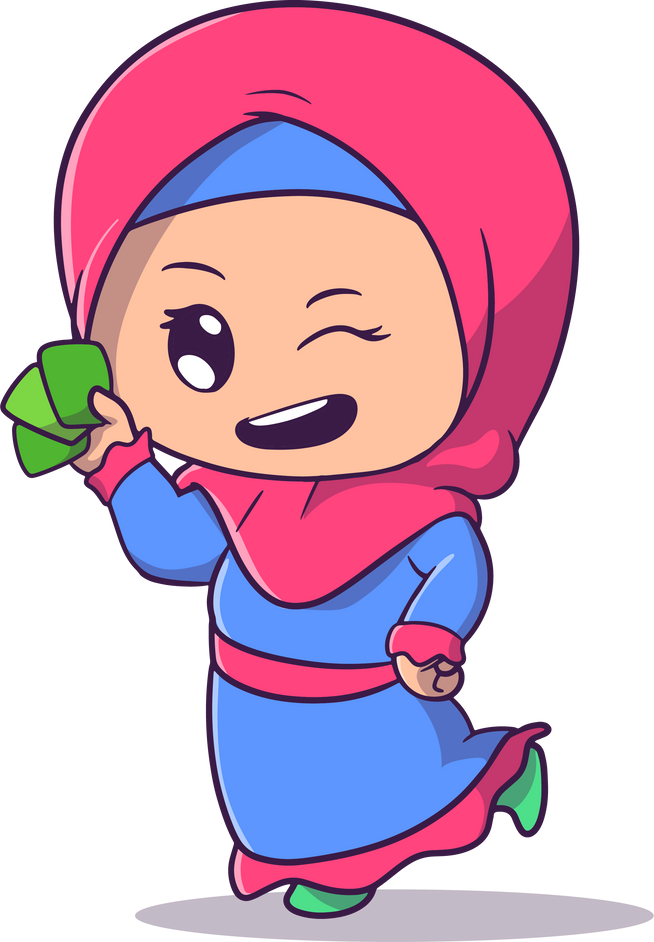 illustration of girl holding money in one hand